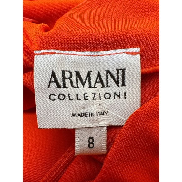 Armani Collezioni Red Long-Sleeve Faux Wrap Dress Size 8 - Picture 7 of 9